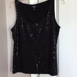 EUC Talbots black sequined tank top, size medium